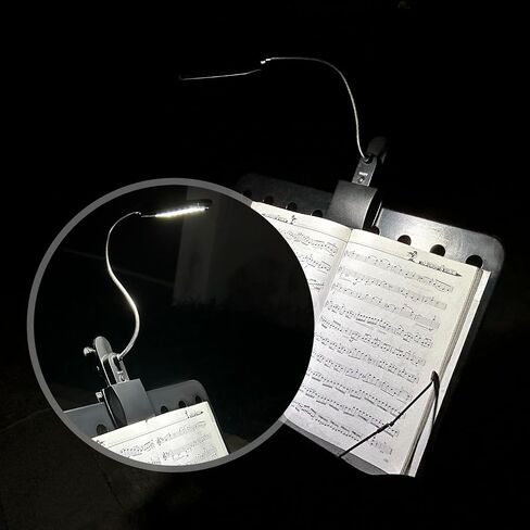 مصباح حامل موسيقى إميبير، مشبك على مصابيح LED للكتب، يعمل ببطارية USB وAA، مصباح قراءة في السرير، 3 مستويات سطوع، مثالي للموسيقي، ومشغل البيانو، والأطفال، والسفر، أسود in Kuwait