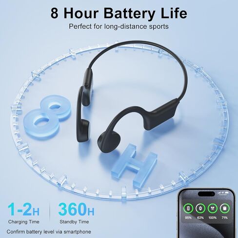 سماعات توصيل العظام / سماعات رأس رياضية بلوتوث لاسلكية، بلوتوث 5.3 مع ميكروفونات عالية الدقة، وقت تشغيل 10 ساعات / IPX5 سماعات أذن مفتوحة مقاومة للماء / سماعات الجري للجري، صالة الألعاب الرياضية، المشي لمسافات طويلة، ركوب الدراجات in Kuwait