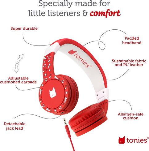 Tonies Foldable Wired Headphones for Kids - Comfortably Designed to fit On-Ear - Works with Toniebox 1 and All 3.5mm Devices - Pink in Saudi Arabia
