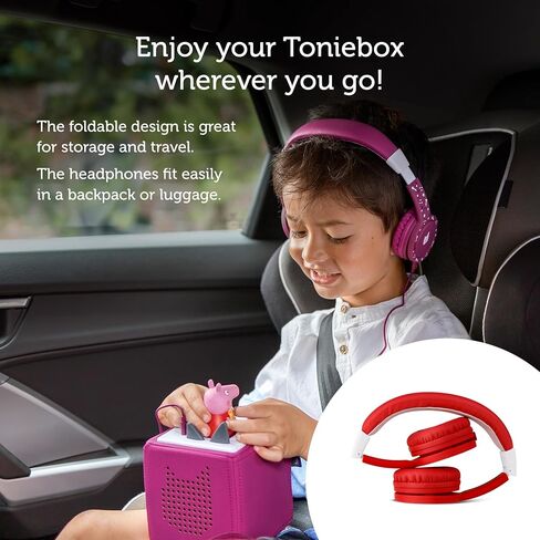 Tonies Foldable Wired Headphones for Kids - Comfortably Designed to fit On-Ear - Works with Toniebox 1 and All 3.5mm Devices - Pink in Saudi Arabia