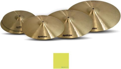 Dream Cymbals and Gongs Ignition 4-Piece Cymbal Pack 14"/16"/18"/20" (IGNCP4-U) Bundle with Polishing Cloth - 14 Inch Hi Hat Cymbals, 16 Inch Crash Cymbal, 18 Inch Crash Cymbal, 20 In Ride Cymbal in Saudi Arabia