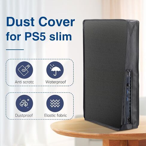 غطاء غبار WAOYER لجهاز PS5 Slim Disc/الإصدار الرقمي، جراب واقٍ مقاوم للغبار ومضاد للخدش لملحقات Playstation 5 Slim - أسود in Saudi Arabia