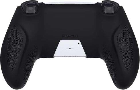 PlayVital Ninja Edition Anti-Slip Silicone Cover Skin for ps5 Wireless Controller, Ergonomic Protector Soft Rubber Case for ps5 Controller Fits with Charging Station with Thumb Grip Caps - Black in Saudi Arabia