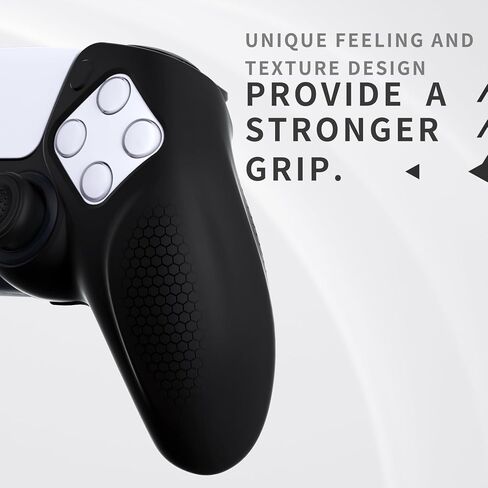 PlayVital Ninja Edition Anti-Slip Silicone Cover Skin for ps5 Wireless Controller, Ergonomic Protector Soft Rubber Case for ps5 Controller Fits with Charging Station with Thumb Grip Caps - Black in Saudi Arabia