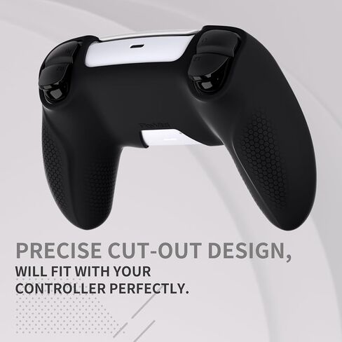 PlayVital Ninja Edition Anti-Slip Silicone Cover Skin for ps5 Wireless Controller, Ergonomic Protector Soft Rubber Case for ps5 Controller Fits with Charging Station with Thumb Grip Caps - Black in Saudi Arabia