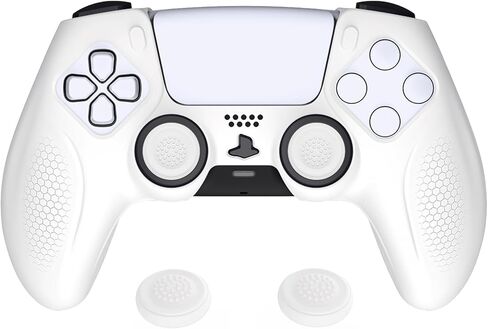 PlayVital Ninja Edition Anti-Slip Silicone Cover Skin for ps5 Wireless Controller, Ergonomic Protector Soft Rubber Case for ps5 Controller Fits with Charging Station with Thumb Grip Caps - Black in Kuwait