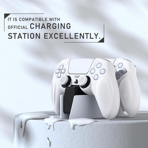 PlayVital Ninja Edition Anti-Slip Silicone Cover Skin for ps5 Wireless Controller, Ergonomic Protector Soft Rubber Case for ps5 Controller Fits with Charging Station with Thumb Grip Caps - Black in Kuwait