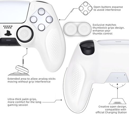 PlayVital Ninja Edition Anti-Slip Silicone Cover Skin for ps5 Wireless Controller, Ergonomic Protector Soft Rubber Case for ps5 Controller Fits with Charging Station with Thumb Grip Caps - Black in Kuwait