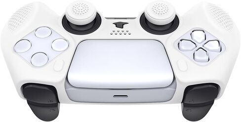 PlayVital Ninja Edition Anti-Slip Silicone Cover Skin for ps5 Wireless Controller, Ergonomic Protector Soft Rubber Case for ps5 Controller Fits with Charging Station with Thumb Grip Caps - Black in Kuwait