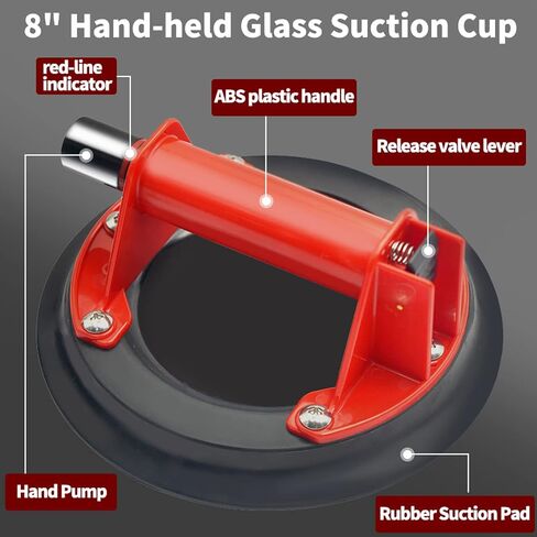 8" Glass Suction Cups for Granite & Glass Liftingwith Carrying Case 243lbs Large Load Capacity for Lifting Glass Granite,Tiles,Window,Floor,Replace Auto Windshield in Saudi Arabia