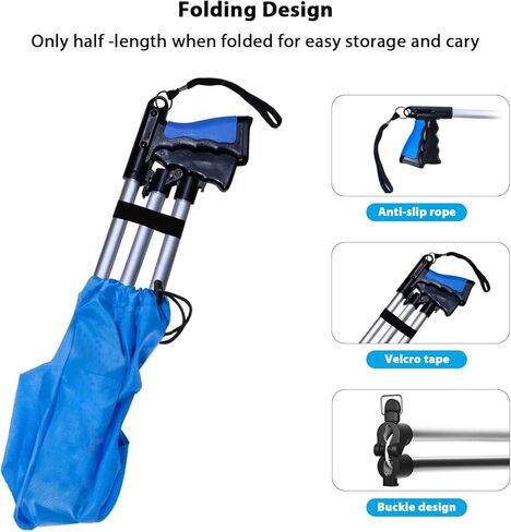 أداة Grabber Reacher مكونة من قطعتين مقاس 32+43 بوصة، أدوات مساعدة طويلة للغاية، مخلب قمامة مفيد قابل للطي وخفيف الوزن لكبار السن، أداة مساعدة للوصول لالتقاط القمامة، منتقي القمامة، أدوات تمديد الذراع in Kuwait