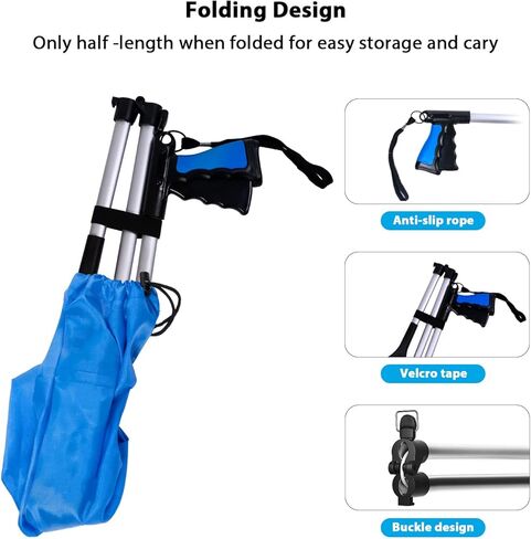 أداة Grabber Reacher مكونة من قطعتين مقاس 32+43 بوصة، أدوات مساعدة طويلة للغاية، مخلب قمامة مفيد قابل للطي وخفيف الوزن لكبار السن، أداة مساعدة للوصول لالتقاط القمامة، منتقي القمامة، أدوات تمديد الذراع in Kuwait