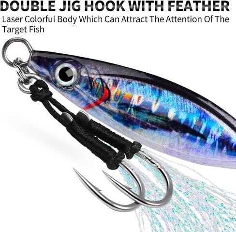 Saltwater Fishing Jigs - Vertical Jigging Jig Spoon Hard Bass Fishing Lures - Blade Baits Speed Slow Pitch Jigging Lures with Assist Hook Paillette Artificial Fishing Lure 5pcs/lot in Saudi Arabia