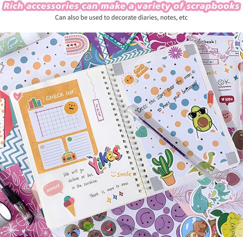Ransanx مجموعة مجلة DIY للفتيات - مجموعة 104 قطعة من سجل القصاصات والمذكرات، مجموعة قرطاسية فنية للحرف اليدوية للفتيات المراهقات والأطفال في سن 7 8 9 10 11 12 13 14 عامًا في عيد الميلاد وعيد الميلاد in Kuwait