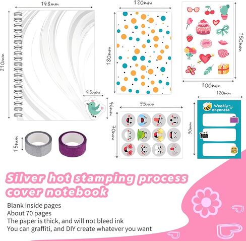 Ransanx مجموعة مجلة DIY للفتيات - مجموعة 104 قطعة من سجل القصاصات والمذكرات، مجموعة قرطاسية فنية للحرف اليدوية للفتيات المراهقات والأطفال في سن 7 8 9 10 11 12 13 14 عامًا في عيد الميلاد وعيد الميلاد in Kuwait