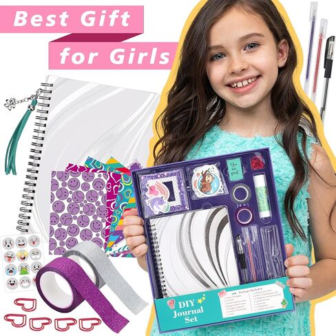 Ransanx مجموعة مجلة DIY للفتيات - مجموعة 104 قطعة من سجل القصاصات والمذكرات، مجموعة قرطاسية فنية للحرف اليدوية للفتيات المراهقات والأطفال في سن 7 8 9 10 11 12 13 14 عامًا في عيد الميلاد وعيد الميلاد in Kuwait