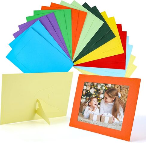 Aduewik 100 Pcs Colorful Paper Picture Frames bulk with Easel 4 x 6 Inch Cardboard Photo Frame Standing Kids Art Frame Rainbow Photo Frame Cards, Classroom Wedding Crafts, 10 Colors in Kuwait