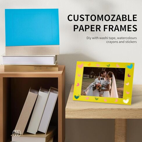 Aduewik 100 Pcs Colorful Paper Picture Frames bulk with Easel 4 x 6 Inch Cardboard Photo Frame Standing Kids Art Frame Rainbow Photo Frame Cards, Classroom Wedding Crafts, 10 Colors in Kuwait