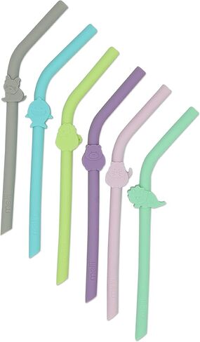 melii Reusable Silicone Animal Straws for Toddlers & Kids with Cleaning Brush – BPA Free, Dishwasher & Microwave Safe (6 Straws) in Saudi Arabia