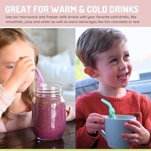 melii Reusable Silicone Animal Straws for Toddlers & Kids with Cleaning Brush – BPA Free, Dishwasher & Microwave Safe (6 Straws) in Saudi Arabia
