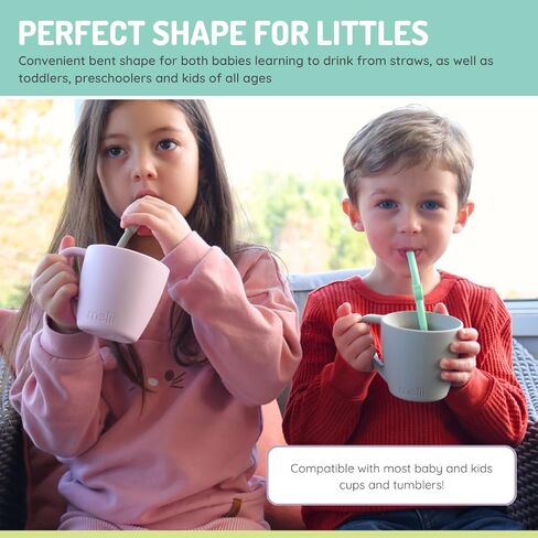 melii Reusable Silicone Animal Straws for Toddlers & Kids with Cleaning Brush – BPA Free, Dishwasher & Microwave Safe (6 Straws) in Saudi Arabia