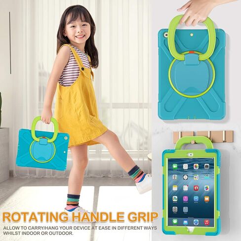 BRAECN iPad 9/8/7 Case,Shockproof Protective Boys Girls Silicone Case with Screen Protector Pencil Holder Pencil Cap Holder Shoulder Strap Handle Grip Stand for iPad 10.2 Inch 9th/8th/7th Gen-Sky Blue in Saudi Arabia