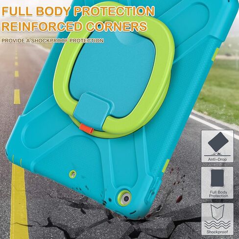BRAECN iPad 9/8/7 Case,Shockproof Protective Boys Girls Silicone Case with Screen Protector Pencil Holder Pencil Cap Holder Shoulder Strap Handle Grip Stand for iPad 10.2 Inch 9th/8th/7th Gen-Sky Blue in Saudi Arabia
