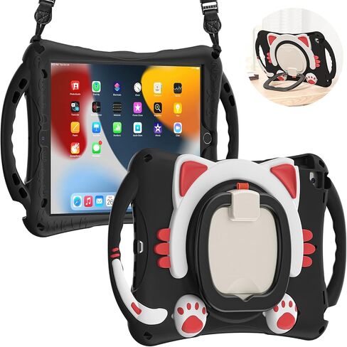 BRAECN iPad 9/8/7 Case,Shockproof Protective Boys Girls Silicone Case with Screen Protector Pencil Holder Pencil Cap Holder Shoulder Strap Handle Grip Stand for iPad 10.2 Inch 9th/8th/7th Gen-Sky Blue in Saudi Arabia