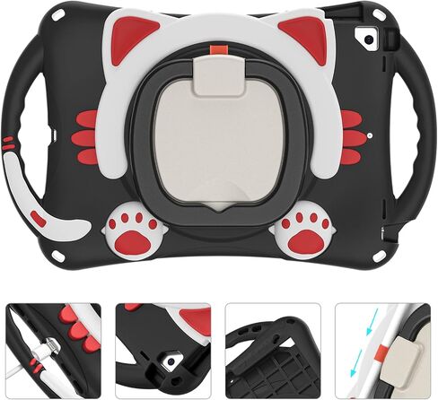 BRAECN iPad 9/8/7 Case,Shockproof Protective Boys Girls Silicone Case with Screen Protector Pencil Holder Pencil Cap Holder Shoulder Strap Handle Grip Stand for iPad 10.2 Inch 9th/8th/7th Gen-Sky Blue in Saudi Arabia
