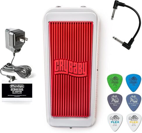 Dunlop CBJ95SW Cry Baby Junior Wah - Special Edition White - Bundle with Patch Cable, 6 Dunlop Picks, and ECB003 Power Supply in Saudi Arabia