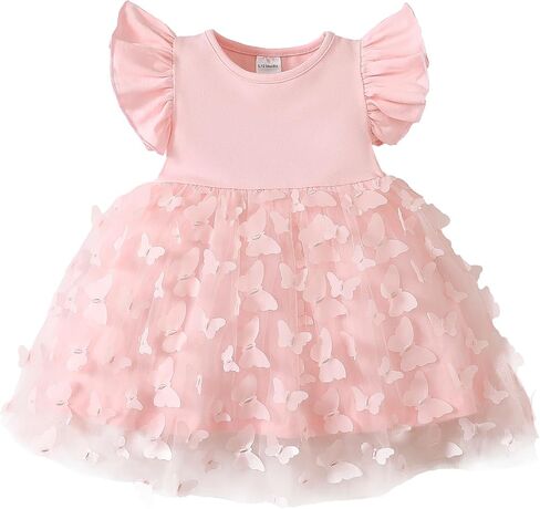 Baby Girl Butterfly Tutu Ruffle Sleeveless Dress 0-24 Months | Photograph Party Outfits Birthday Gift in Saudi Arabia