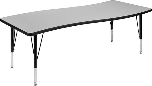 طاولة أنشطة Flash Furniture Wren مقاس 26 بوصة عرض × 60 بوصة طول، مستطيلة الشكل مرنة وتعاونية باللون الرمادي الحراري - أرجل قصيرة قابلة لضبط الارتفاع in Saudi Arabia