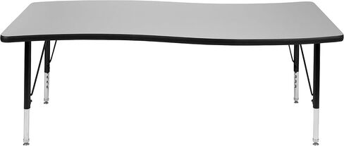 طاولة أنشطة Flash Furniture Wren مقاس 26 بوصة عرض × 60 بوصة طول، مستطيلة الشكل مرنة وتعاونية باللون الرمادي الحراري - أرجل قصيرة قابلة لضبط الارتفاع in Saudi Arabia