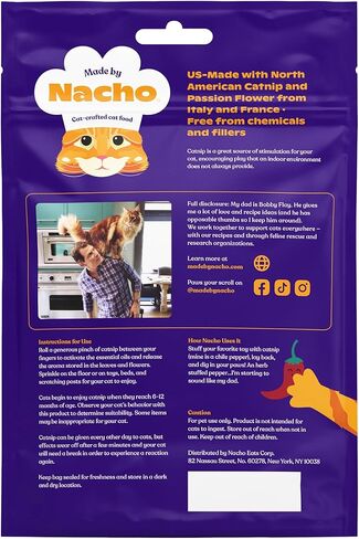 مصنوعة بواسطة ناتشو النعناع البري بواسطة بوبي فلاي، تستخدم لألعاب قطط القطط القابلة لإعادة الملء، علاج النعناع البري للقطط مع زهرة العاطفة لتخفيف التوتر (2 أونصة)، مكونات محدودة in Kuwait