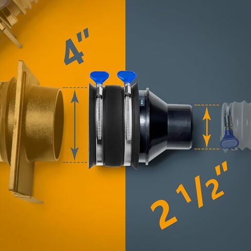 POWERTEC 4 بوصة إلى 2-1/2 بوصة مخفض و 4 بوصة للتحكم في الغبار الكفة المرنة مع مشابك خرطوم مفاتيح من الفولاذ المقاوم للصدأ، مجموعة الغبار مناسبة لخرطوم جمع الغبار في الأعمال الخشبية ومنافذ الغبار (70423) in Saudi Arabia