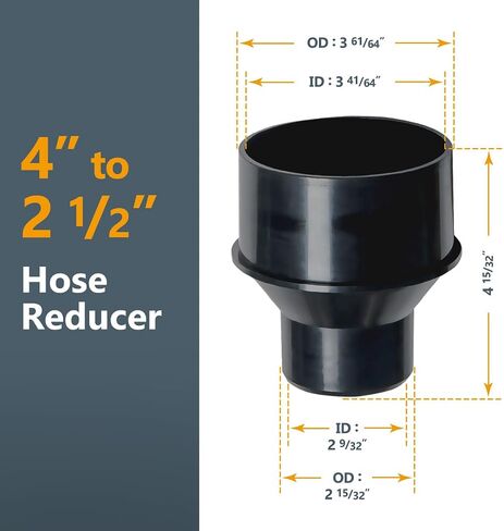 POWERTEC 4 بوصة إلى 2-1/2 بوصة مخفض و 4 بوصة للتحكم في الغبار الكفة المرنة مع مشابك خرطوم مفاتيح من الفولاذ المقاوم للصدأ، مجموعة الغبار مناسبة لخرطوم جمع الغبار في الأعمال الخشبية ومنافذ الغبار (70423) in Saudi Arabia