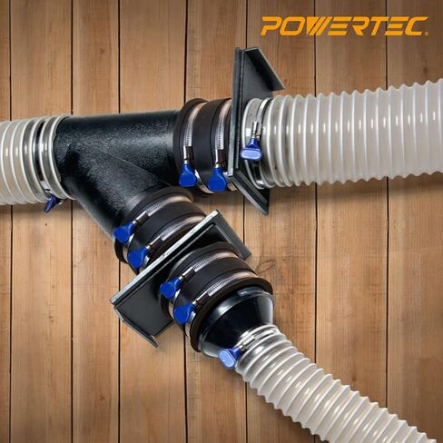 POWERTEC 4 بوصة إلى 2-1/2 بوصة مخفض و 4 بوصة للتحكم في الغبار الكفة المرنة مع مشابك خرطوم مفاتيح من الفولاذ المقاوم للصدأ، مجموعة الغبار مناسبة لخرطوم جمع الغبار في الأعمال الخشبية ومنافذ الغبار (70423) in Saudi Arabia