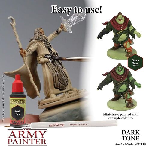 The Army Painter Dark Tone Ink - Quickshade Wash- Non-Toxic Lightly Pigmented Water Based Wash Paint for Tabletop Roleplaying, Boardgames, and Wargames Miniature Model Painting in Saudi Arabia