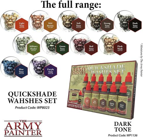 The Army Painter Dark Tone Ink - Quickshade Wash- Non-Toxic Lightly Pigmented Water Based Wash Paint for Tabletop Roleplaying, Boardgames, and Wargames Miniature Model Painting in Saudi Arabia