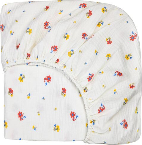 ملاءات سرير الأطفال من Dreams of Hugs Muslin مقاس 28 بوصة × 52 بوصة - ملاءة سرير أطفال قطنية للفتيات - ملاءة سرير أطفال من الموسلين - ملاءة مرتبة سرير ملائمة - ملاءات سرير أطفال محايدة - سرير أطفال (نرجس زاهٍ) in Kuwait