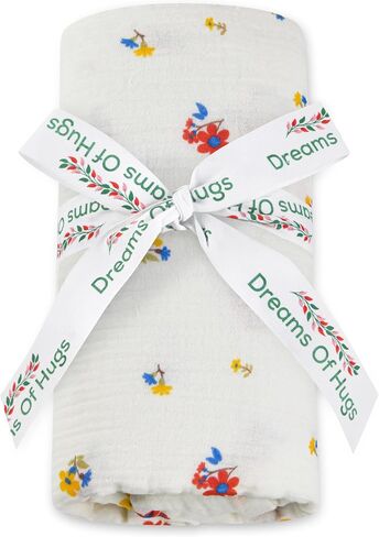ملاءات سرير الأطفال من Dreams of Hugs Muslin مقاس 28 بوصة × 52 بوصة - ملاءة سرير أطفال قطنية للفتيات - ملاءة سرير أطفال من الموسلين - ملاءة مرتبة سرير ملائمة - ملاءات سرير أطفال محايدة - سرير أطفال (نرجس زاهٍ) in Kuwait