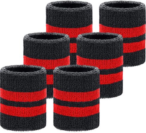 6 Pieces Wrist Striped Sweatbands Sports Wristbands for Football Basketball, Running Athletic Sports in Saudi Arabia
