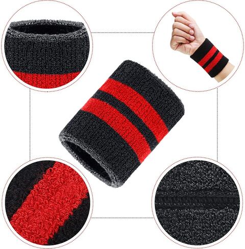 6 Pieces Wrist Striped Sweatbands Sports Wristbands for Football Basketball, Running Athletic Sports in Saudi Arabia