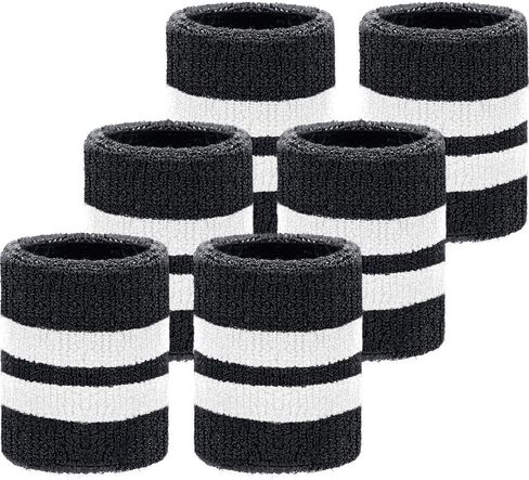 6 Pieces Wrist Striped Sweatbands Sports Wristbands for Football Basketball, Running Athletic Sports in Saudi Arabia