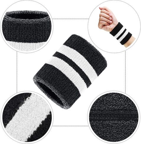 6 Pieces Wrist Striped Sweatbands Sports Wristbands for Football Basketball, Running Athletic Sports in Saudi Arabia