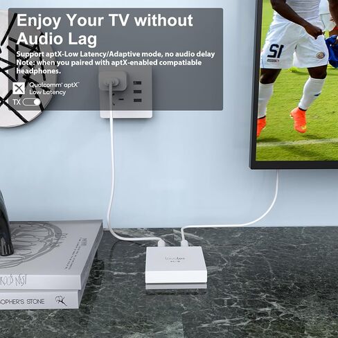 Lavales Bluetooth 5.3 Transmitter Bluetooth Audio Adapter for Airplane TV, Touch Control Wireless Receiver 3.5mm Jack AUX Adapter 30Hrs Play time for TV/Home Stereo/Airplane/Speakers in Kuwait