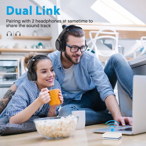 Lavales Bluetooth 5.3 Transmitter Bluetooth Audio Adapter for Airplane TV, Touch Control Wireless Receiver 3.5mm Jack AUX Adapter 30Hrs Play time for TV/Home Stereo/Airplane/Speakers in Kuwait