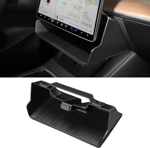 صينية تنظيم وحدة التحكم المركزية من BASENOR Tesla Model Y/3، ثابتة ومتينة، صندوق منظم أسفل الشاشة - غير قابلة للانزلاق، لا توجد ملحقات داخلية لاصقة لطراز 2016-2024 Y Model 3 in Kuwait