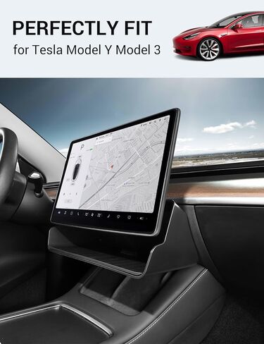 صينية تنظيم وحدة التحكم المركزية من BASENOR Tesla Model Y/3، ثابتة ومتينة، صندوق منظم أسفل الشاشة - غير قابلة للانزلاق، لا توجد ملحقات داخلية لاصقة لطراز 2016-2024 Y Model 3 in Kuwait