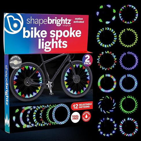 Brightz ShapeBrightz Pattern Making LED Bike Spoke Light - Automatically Morph Through 13 Patterns or Set to Your Favorite Pattern - Motion Activated for When Wheels Start Spinning in Kuwait